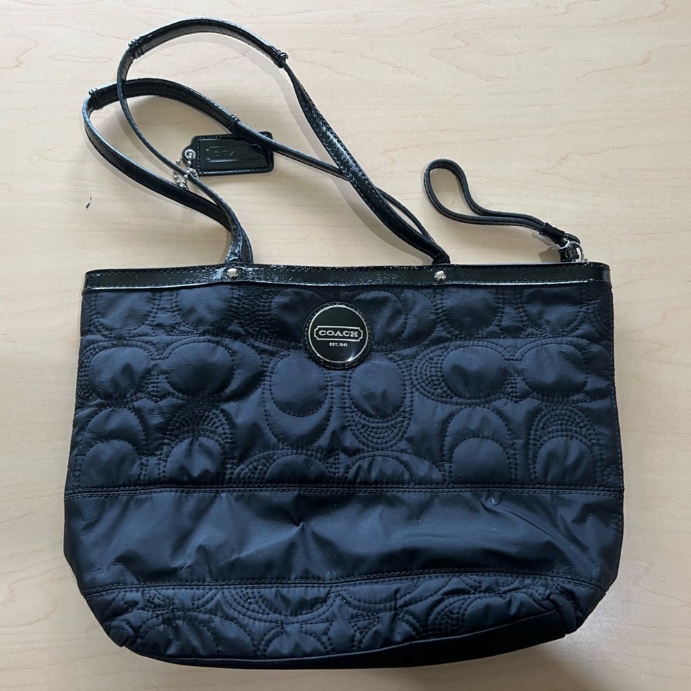 Coach quilted black signature C purse